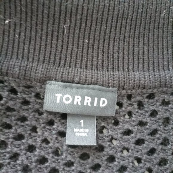 Torrid Womens Black Collared Short Sleeve Open Stitch Pullover Sweater Size 1X - Picture 5 of 7